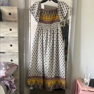 Bailey Blue Multicolor Boho Off Shoulder Dress